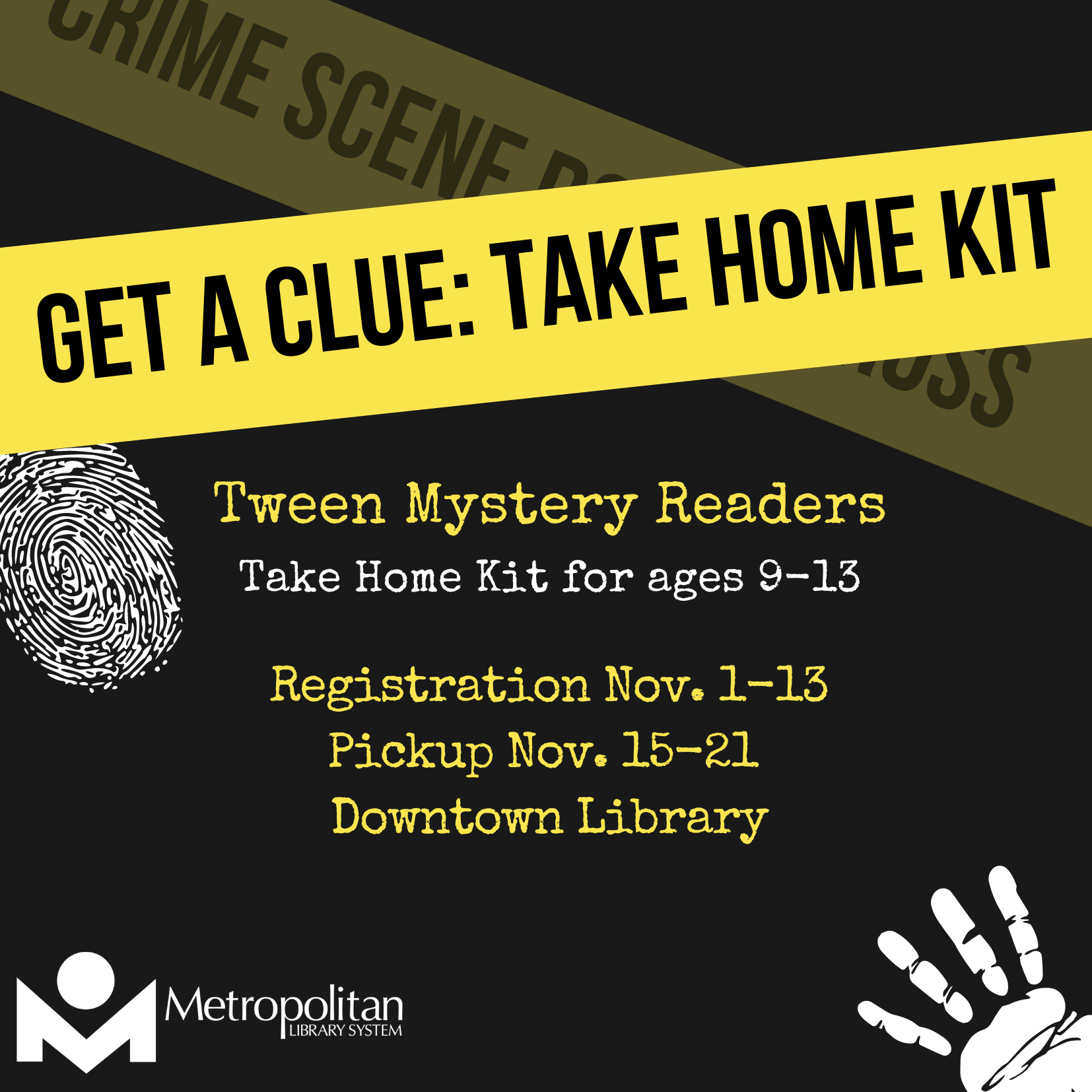 Get a Clue: Mystery Reader Take Home Kit | Metropolitan Library System