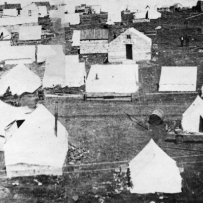 Tents and buildings in early Oklahoma City from the Central High School Alumni Association Collection, CHS.2010.0400