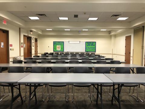 Meeting Room AB with rows of rectangular tables