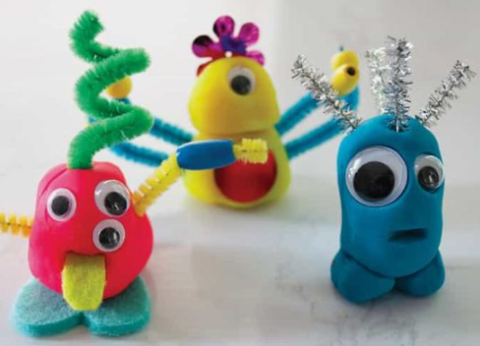 Photo of mini monsters made from Play-Doh