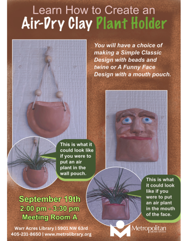 LEARN HOW TO CREATE AN AIR-DRY CLAY PLANT HOLDER. You will have a choice of making a simple classic design or a funny face design.