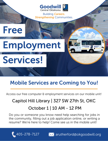 Flyer - Goodwill Free Employment Services Oct. 1st, 2024