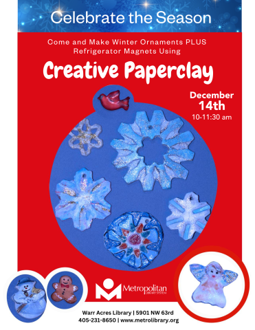 Come and make winter ornaments plus refrigerator magnets using Creative Paperclay!