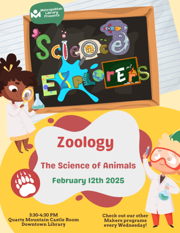 This month's science is Zoology: The scientific study of animals!