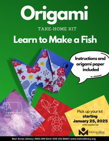 Origami Take-Home Kit - Learn to make a "Fish". (Instructions and Origami paper included.)  