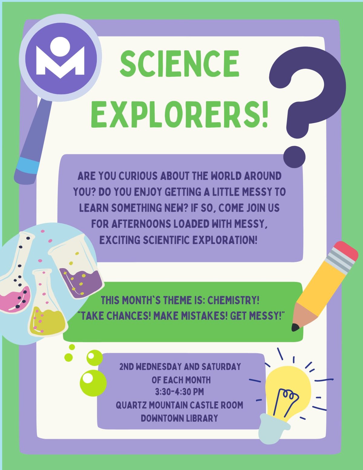 This month's theme is: Chemistry!