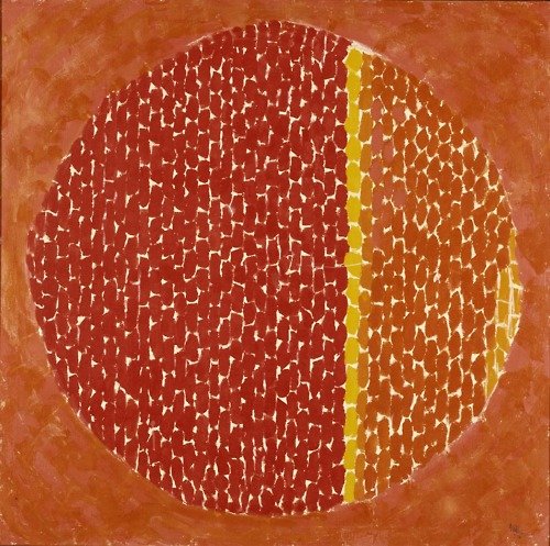 Image of an abstract painting of a planet