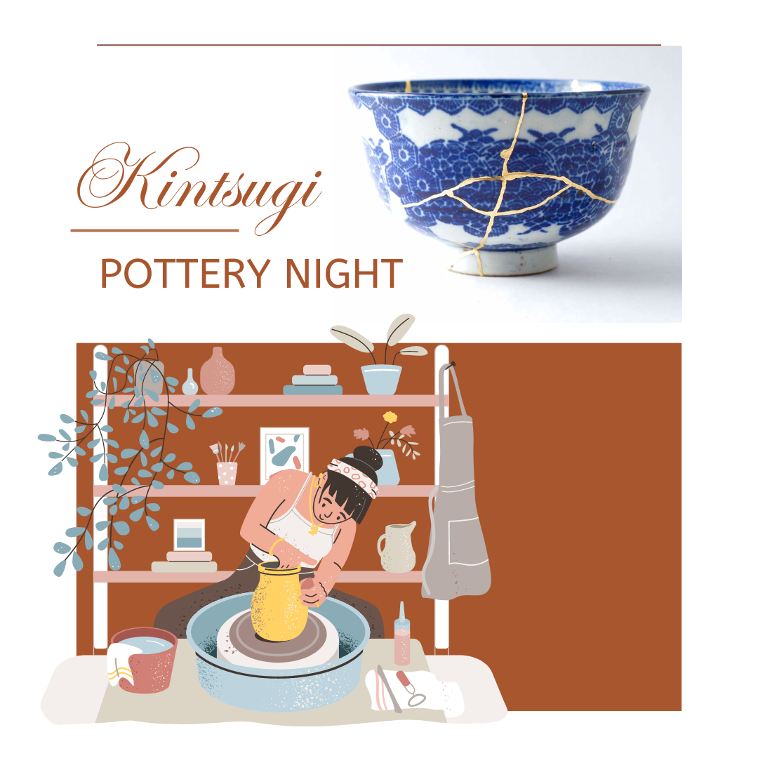 Kintsugi Pottery Night flyer graphic