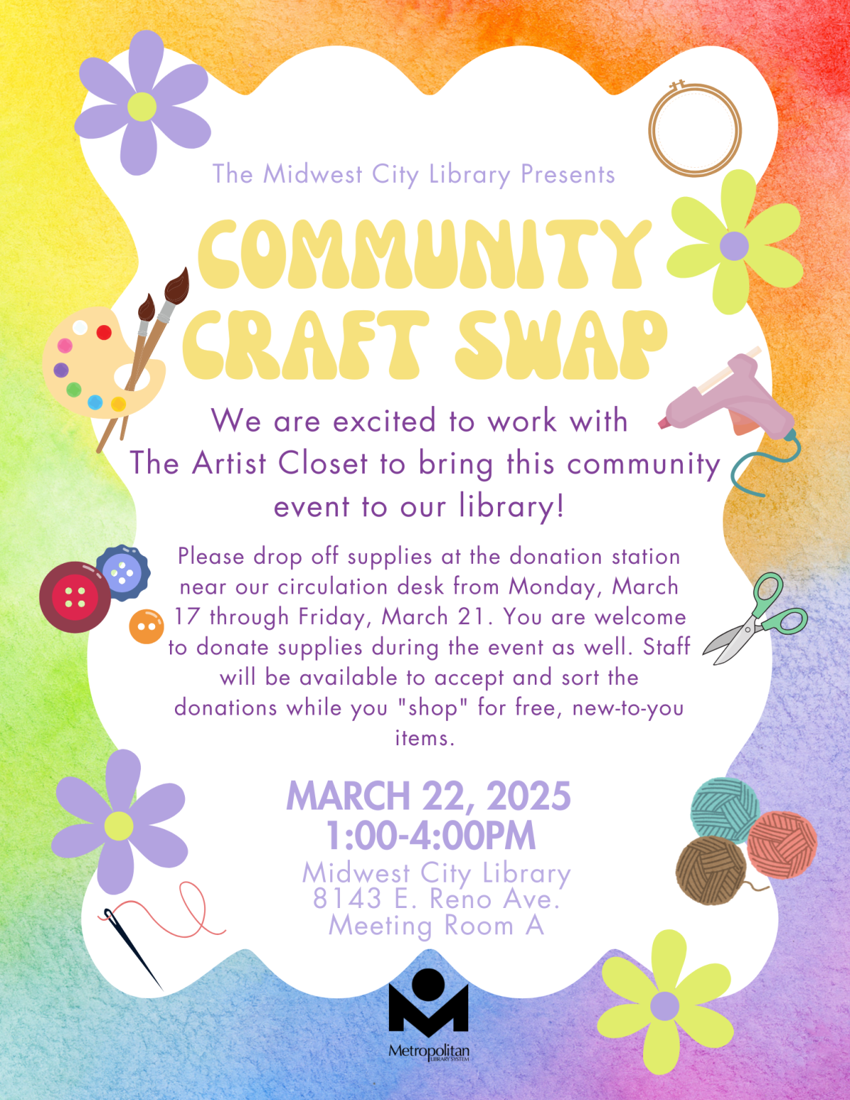 Community Craft Supply Swap flyer